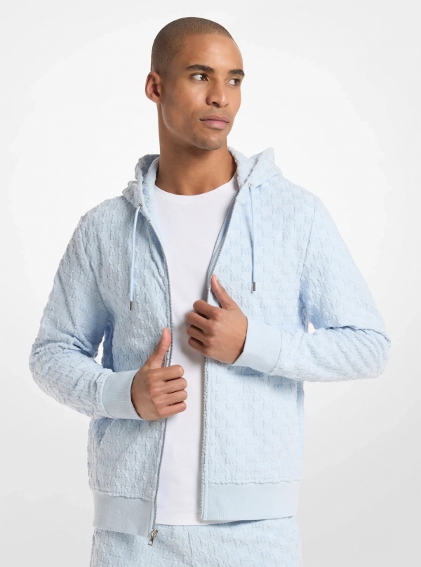 Michael Kors Mens Logo Jacquard Terry Zip-Up Hoodie
