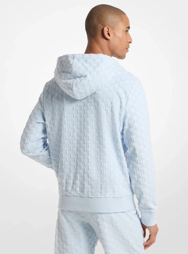 Michael Kors Mens Logo Jacquard Terry Zip-Up Hoodie