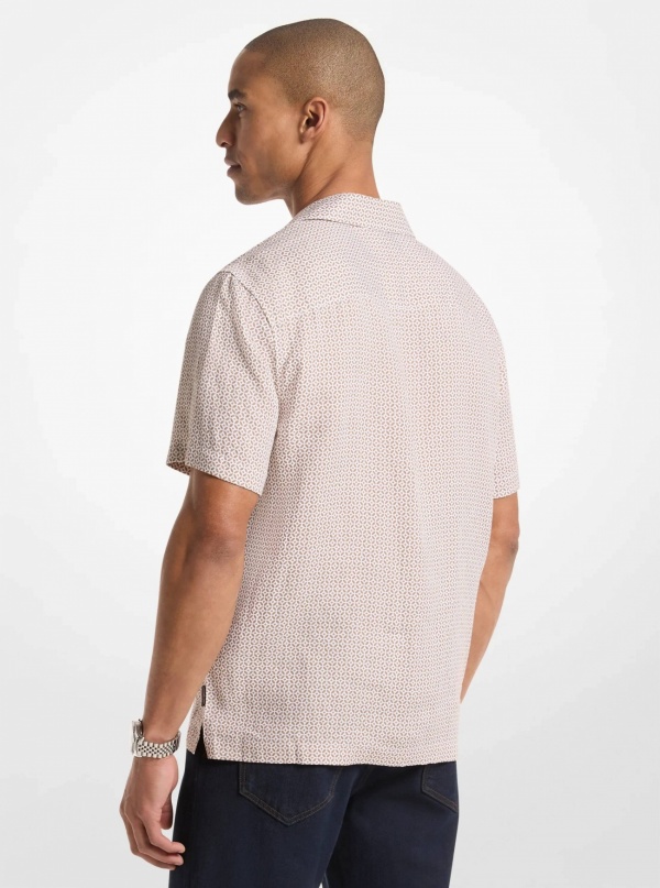 Michael Kors Mens Tile Print Linen Shirt