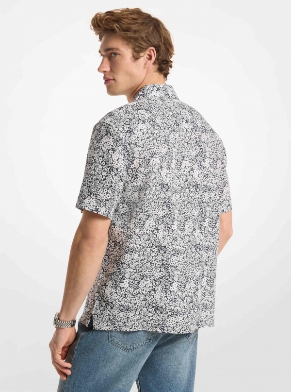 Michael Kors Mens Floral Print Linen Shirt