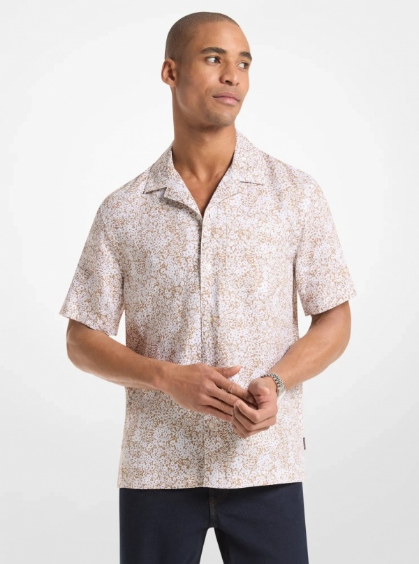 Michael Kors Mens Floral Print Linen Shirt