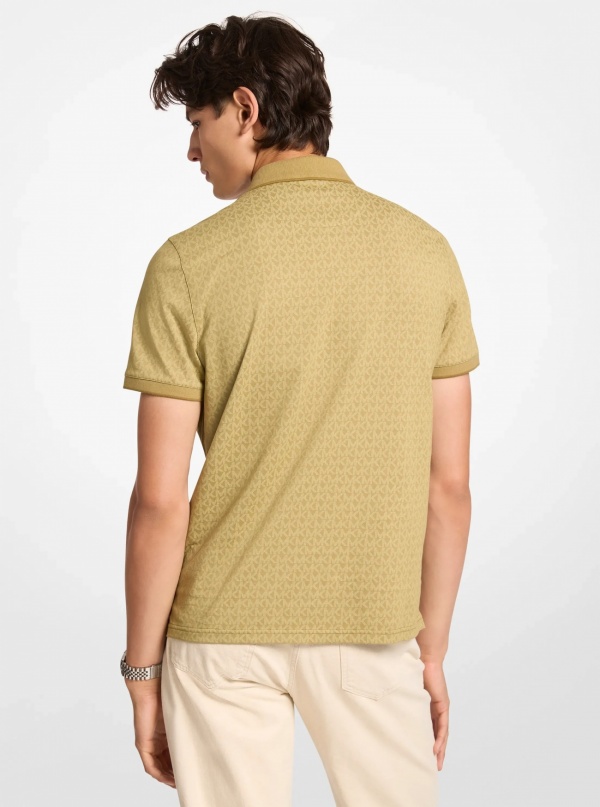 Michael Kors Mens Greenwich Signature Logo Print Cotton Polo Shirt