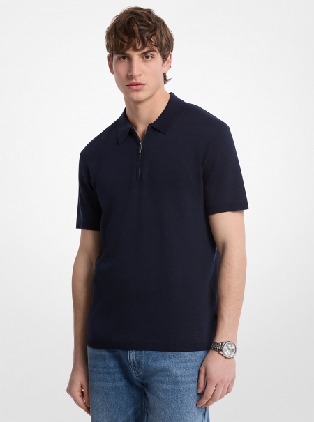Michael Kors Mens Cotton Zip-Up Polo Shirt