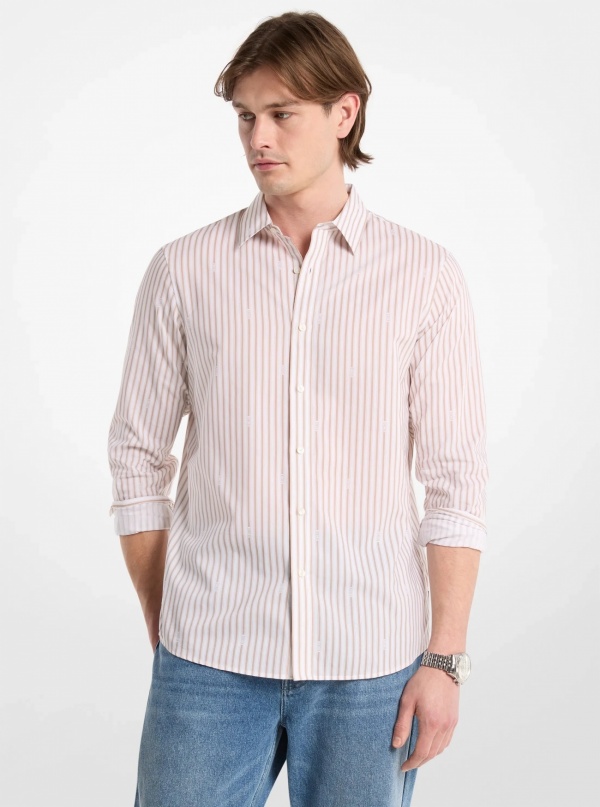 Michael Kors Mens Striped Cotton Blend Shirt