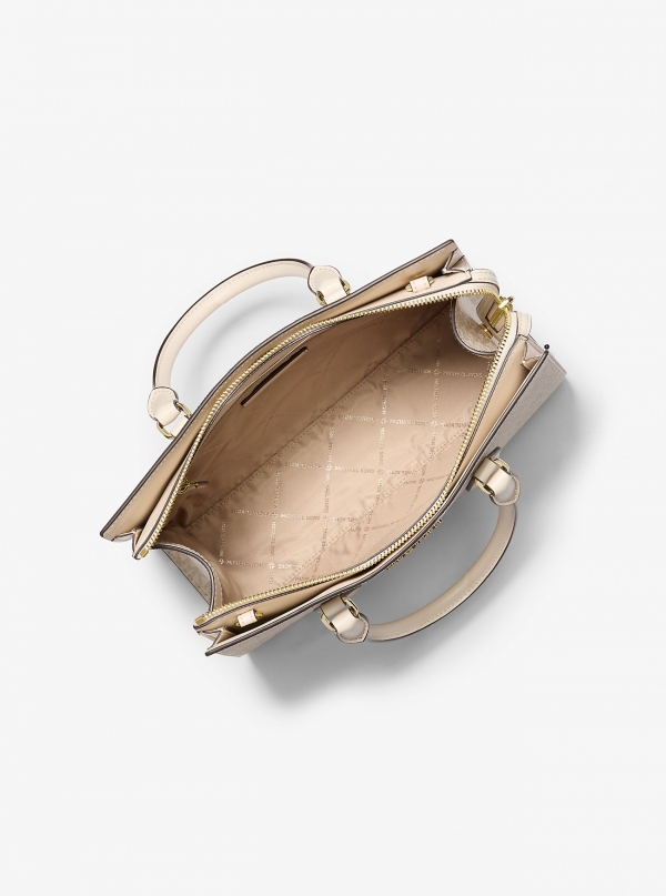 MICHAEL Michael Kors Sheila Medium Signature Logo and Metallic Satchel