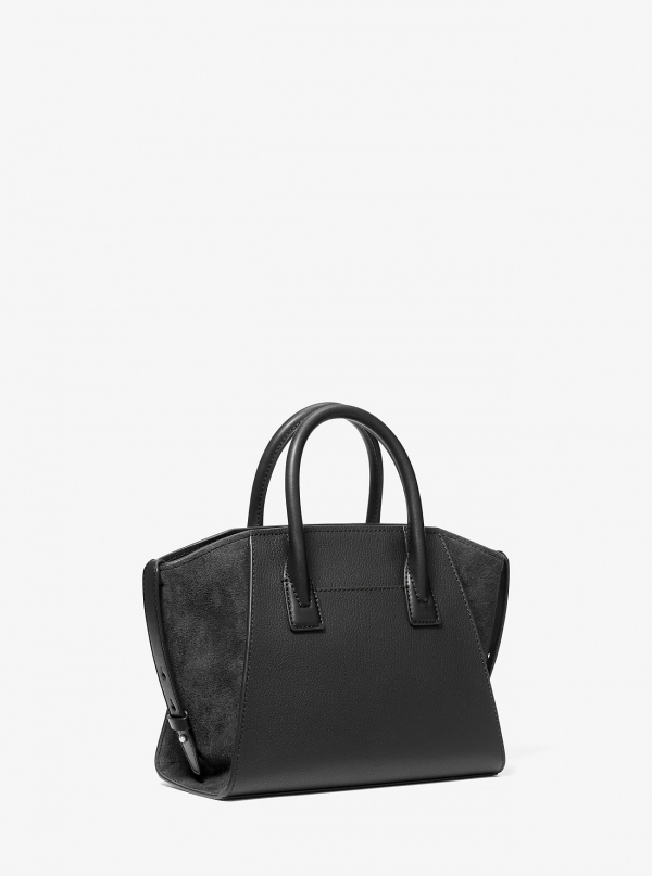 MICHAEL Michael Kors Avril Small Leather and Suede Satchel