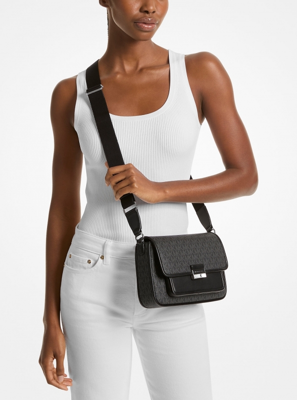 MICHAEL Michael Kors Bradshaw Medium Signature Logo Messenger Bag