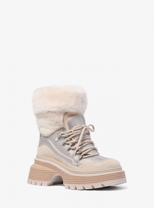 MICHAEL Michael Kors Shiloh Embellished Mixed-Media Boot