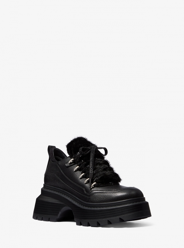MICHAEL Michael Kors Shiloh Leather and Faux Fur Platform Boot