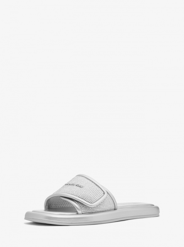 Michael Kors Suki Embellished Metallic Slide Sandal