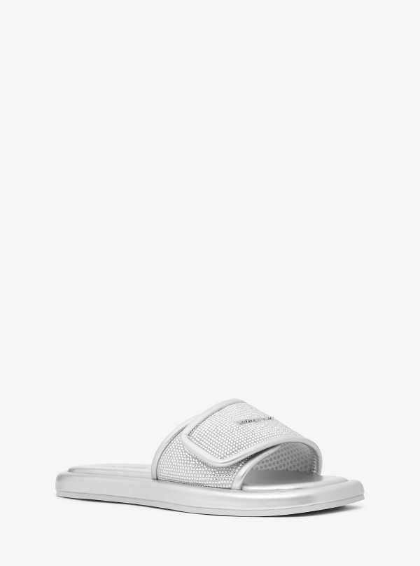Michael Kors Suki Embellished Metallic Slide Sandal