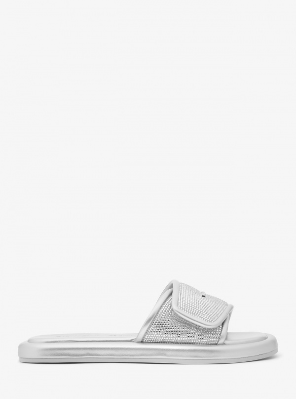 Michael Kors Suki Embellished Metallic Slide Sandal