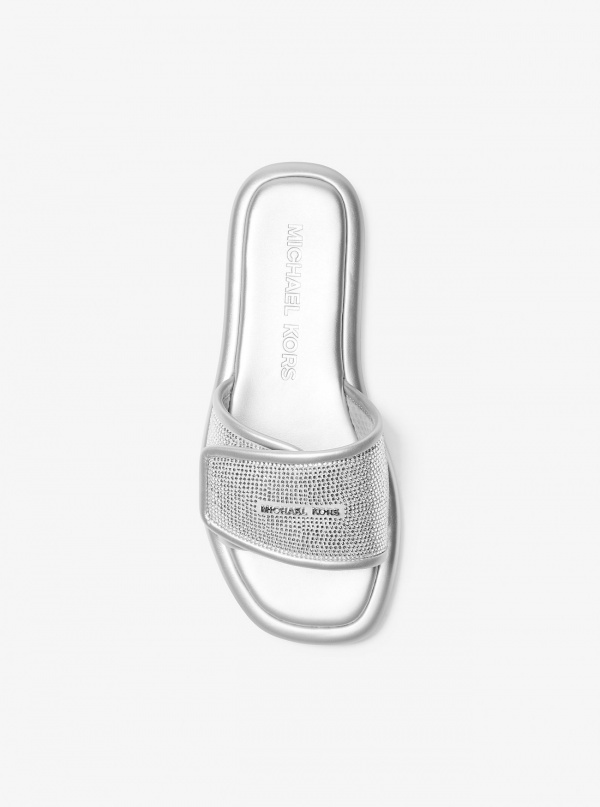 Michael Kors Suki Embellished Metallic Slide Sandal