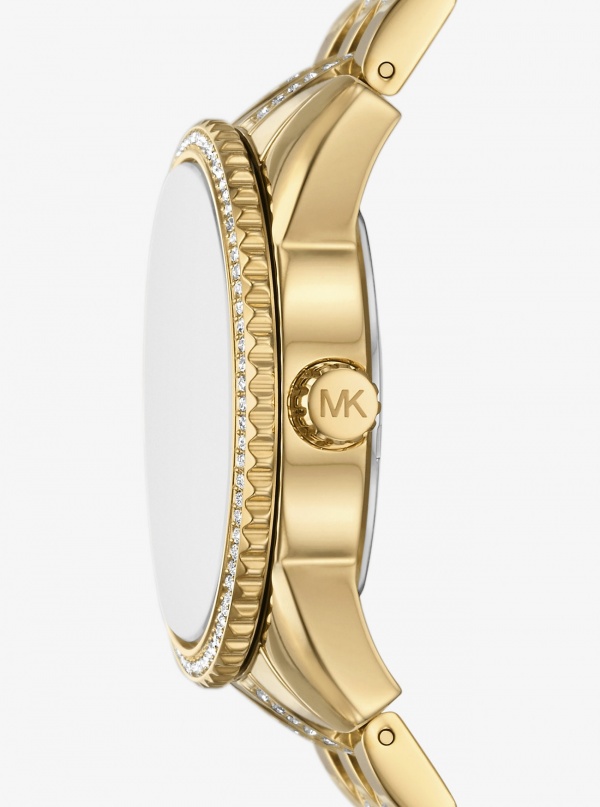 Michael Kors Mini Bryant Pavé Logo Gold-Tone Watch