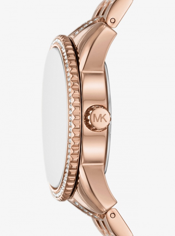 Michael Kors Mini Bryant Pavé Logo Rose Gold-Tone Watch