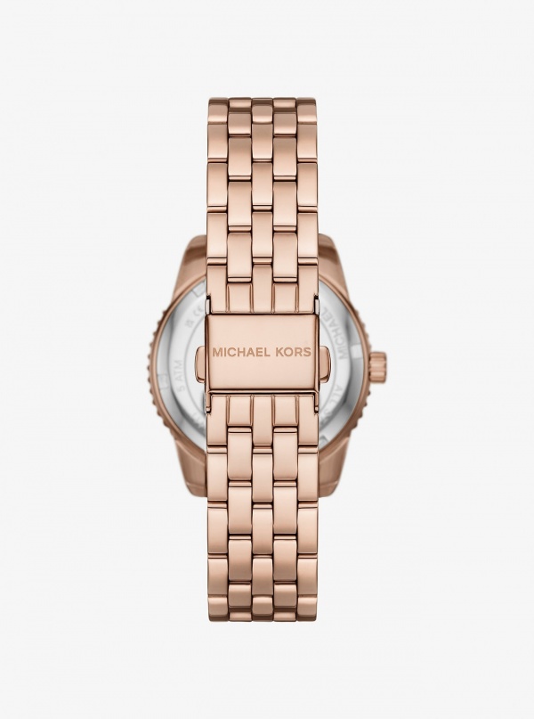 Michael Kors Mini Bryant Pavé Logo Rose Gold-Tone Watch