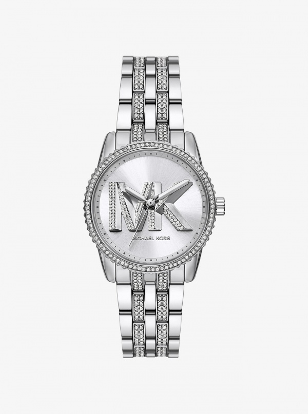 Michael Kors Mini Bryant Pavé Logo Silver-Tone Watch