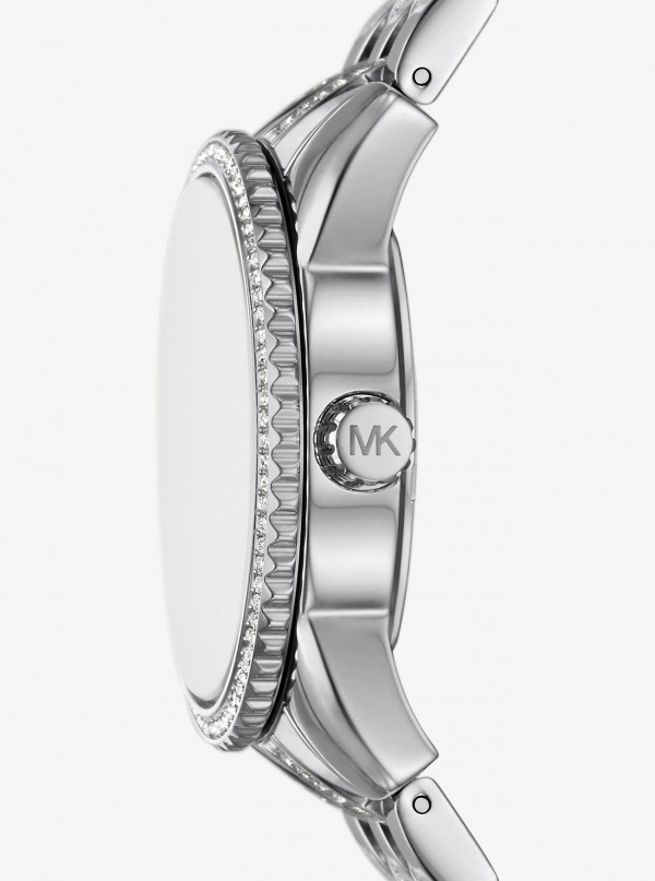 Michael Kors Mini Bryant Pavé Logo Silver-Tone Watch
