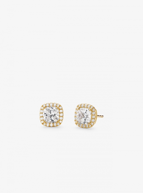 Michael Kors Precious Metal-Plated Sterling Silver Pavé Stud Earrings