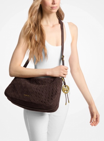 Michael Kors Nolita Medium Hand-Woven Suede Shoulder Bag