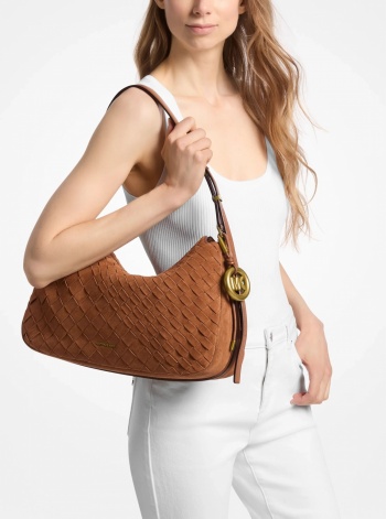 Michael Kors Nolita Medium Hand-Woven Suede Shoulder Bag