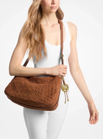 Michael Kors Nolita Medium Hand-Woven Suede Shoulder Bag