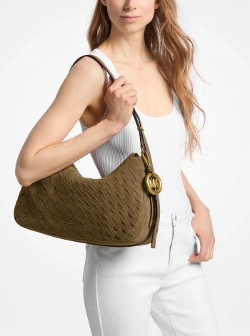 Michael Kors Nolita Medium Hand-Woven Suede Shoulder Bag