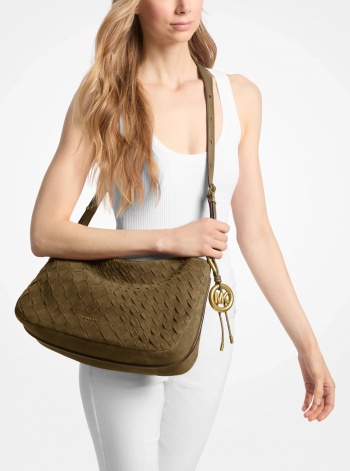 Michael Kors Nolita Medium Hand-Woven Suede Shoulder Bag