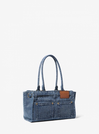 Michael Kors Hamilton Moderne Small Washed Denim Satchel