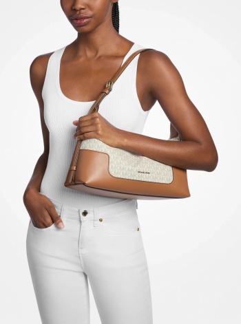 Michael Kors Teddi Medium Signature Logo Slouchy Shoulder Bag