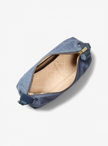 Michael Kors Teddi Medium Washed Denim Slouchy Shoulder Bag