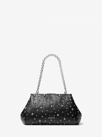 Michael Kors Goldie Large Studded Leather Clutch