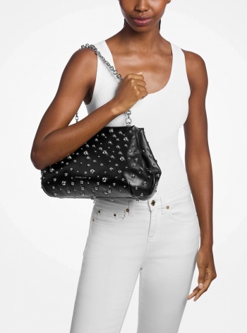 Michael Kors Goldie Large Studded Leather Clutch