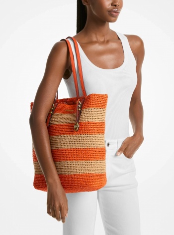 Michael Kors Quinn Large Hand-Crocheted Straw Tote Bag