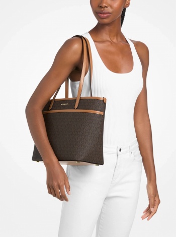 Michael Kors Marlowe Medium Signature Logo Pocket Tote Bag
