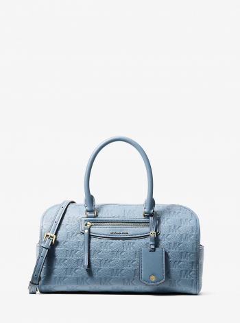 MICHAEL Michael Kors Jet Set Travel Medium Logo Embossed Leather Duffel Crossbody Bag
