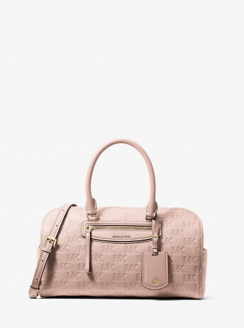MICHAEL Michael Kors Jet Set Travel Medium Logo Embossed Leather Duffel Crossbody Bag