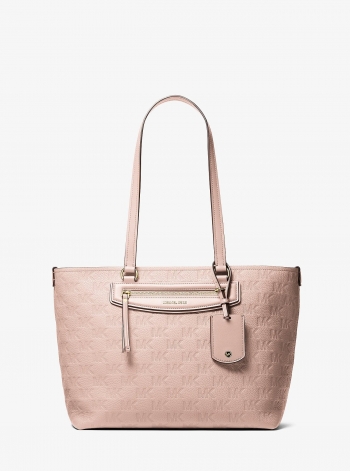 MICHAEL Michael Kors Jet Set Travel Medium Logo Embossed Leather Tote Bag