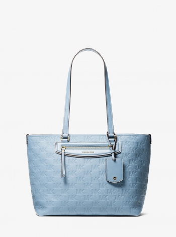 MICHAEL Michael Kors Jet Set Travel Medium Logo Embossed Leather Tote Bag