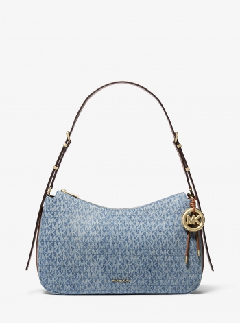 MICHAEL Michael Kors Nolita Medium Signature Logo Print Denim Convertible Shoulder Bag
