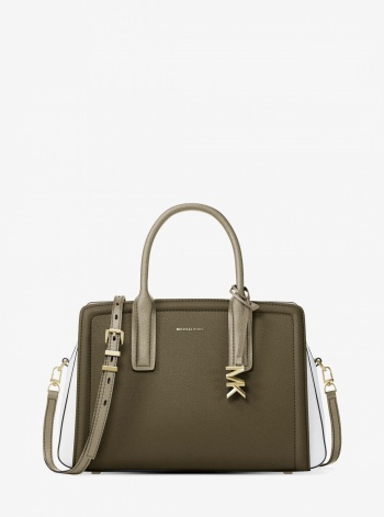 Michael Kors Laila Medium Color-Block Pebbled Leather Satchel