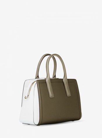Michael Kors Laila Medium Color-Block Pebbled Leather Satchel