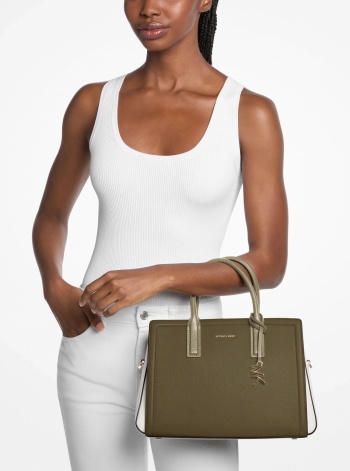 Michael Kors Laila Medium Color-Block Pebbled Leather Satchel