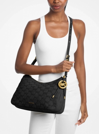 Michael Kors Nolita Medium Whipstitched Logo Leather Shoulder Bag