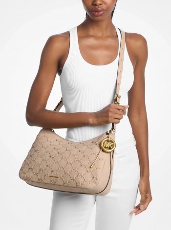 Michael Kors Nolita Medium Whipstitched Logo Leather Shoulder Bag