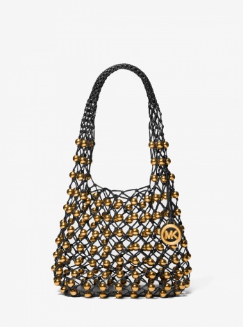 Limited-Edition Gwen Small Studded Hand-Woven Leather Hobo Shoulder Bag