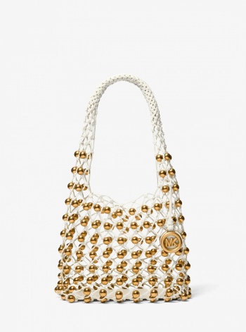 Limited-Edition Gwen Small Studded Hand-Woven Leather Hobo Shoulder Bag