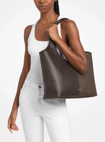 Michael Kors Henly Large Signature Logo and Textured Tote Bag