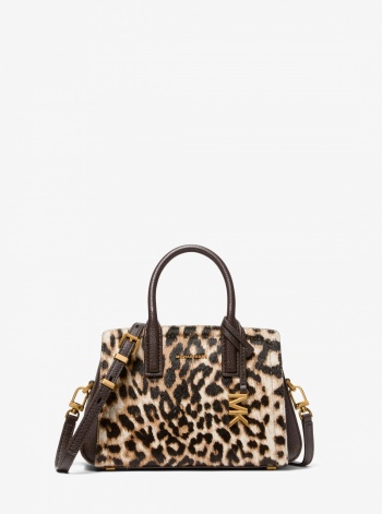 Michael Kors Laila Small Leopard Print Calf Hair Satchel