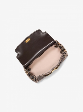 Michael Kors Hamilton Moderne Extra-Small Leather and Leopard Print Calf Hair Slouchy Crossbody Bag